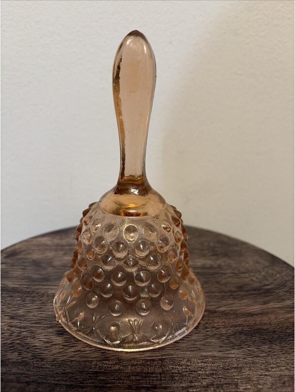 Vintage Fenton Pink Hobnail With Clapper Bells Glass Art Glass